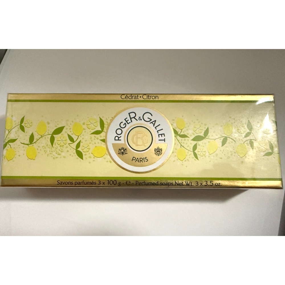 New 3 Roger &‎ Gallet Paris Citron Perfumed Soaps 100 Grams Each French unopened
